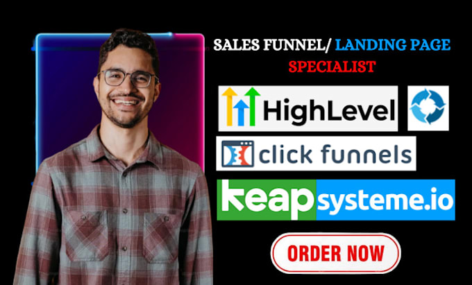 Gig Preview - Build gohighlevel landing page clickfunnel sales funnel systeme io gohighlevel