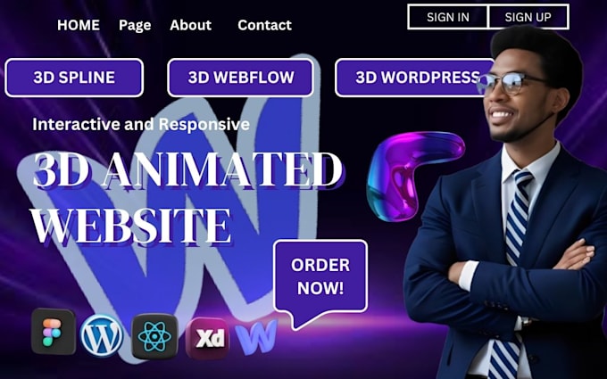 Gig Preview - Interactive 3d animated webflow website 3d animated website threejs webgl nextjs