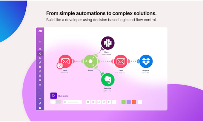 Gig Preview - Setup workflow, integrate,and automate your make com, click up, monday com