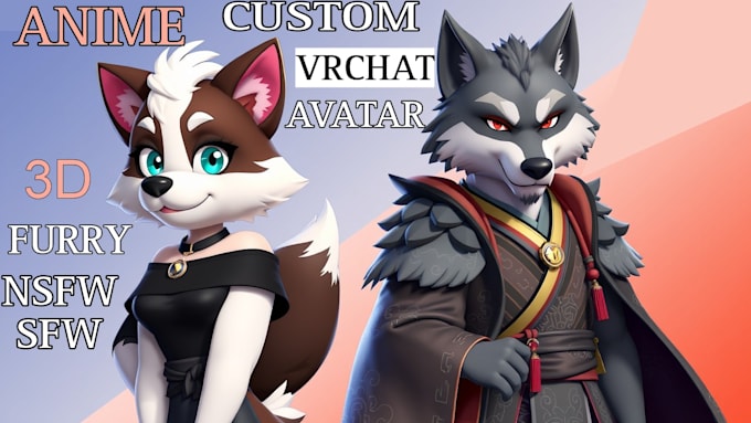 Gig Preview - Model custom furry fursona 3d vrchat avatar anime vrchat avatar vrc character