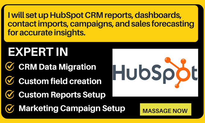 Gig Preview - Set up and optimize hubspot CRM reports, dashboards, contact imports, campaigns