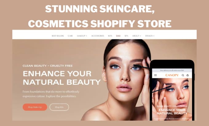 Gig Preview - Design skincare shopify store nail cosmetic store salon beauty care spa website