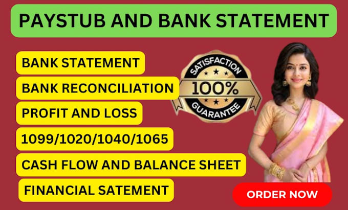 Gig Preview - Make financial statement and bank reconciliation, cash flow and income statement