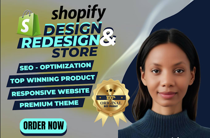 Gig Preview - Design redesign shopify website shopify store design shopify dropshipping store