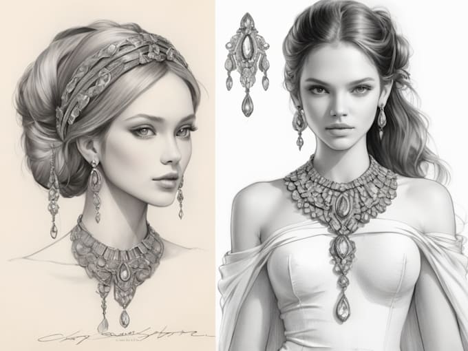 Gig Preview - Draw a beautiful fashion jewelry design sketch