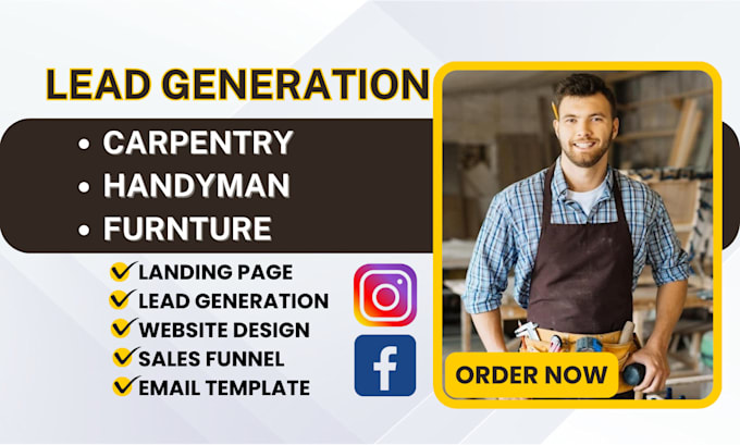 Gig Preview - Generate carpentry lead woodworking lead handyman lead carpentry website