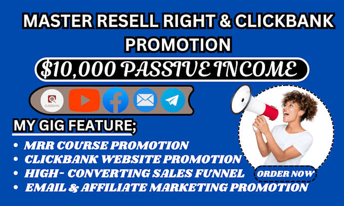 Gig Preview - Do sales master resell right, clickbank, for passive income