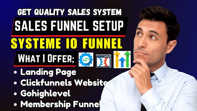 Gig Preview - Build sales funnel in click funnel, systeme io, go highlevel, membership funnel