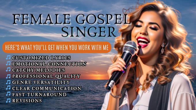 Gig Preview - Be your female gospel singer songwriter, christian vocalist, soulful music song