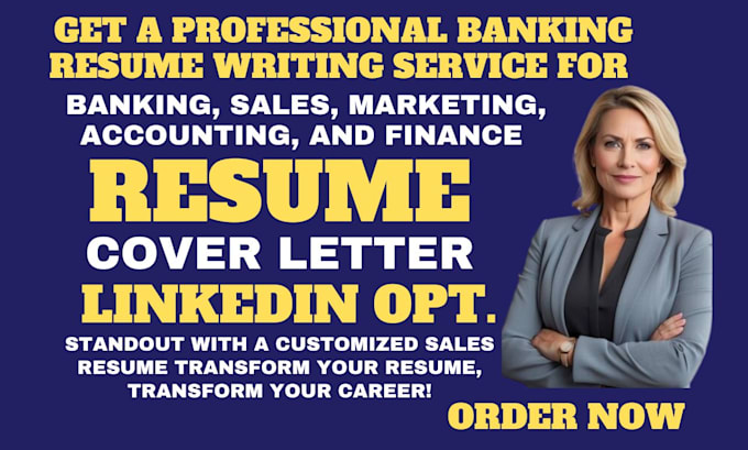 Gig Preview - Craft standout resume for banking, sales, marketing, account, and finance roles