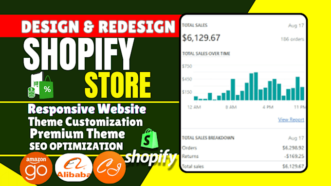 Gig Preview - Shopify store design shopify website redesign, create shopify dropshipping store