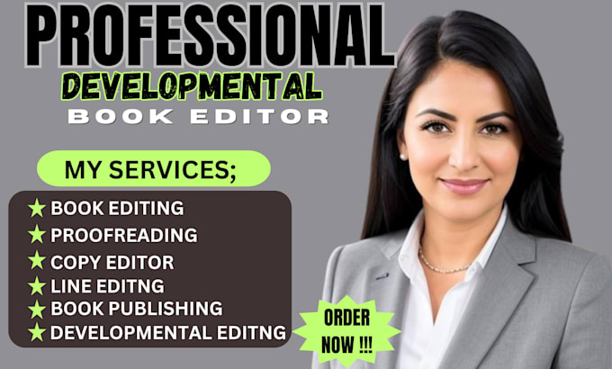 Gig Preview - Developmental book editor for fiction,nonfiction ebook formatting for amazon KDP