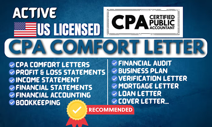 Gig Preview - Do US CPA letter, financial statements, income verification letters, profit loss