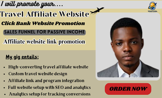 Gig Preview - Promote travel affiliate website, sales funnel for passive income