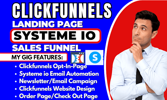 Gig Preview - Design clickfunnels landing page, website design, or systeme io sales funnel