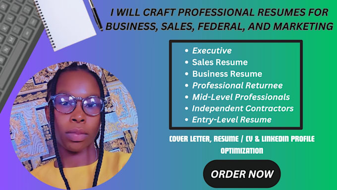 Gig Preview - Craft professional resumes for business, sales, federal, marketing resume