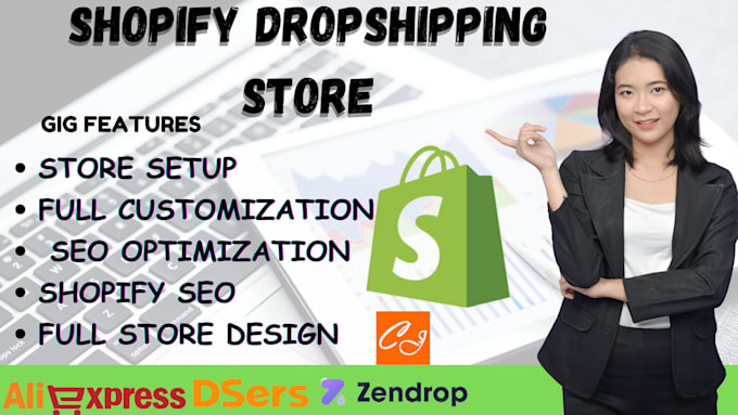 Gig Preview - Shopify dropshipping website shopify store  design shopify marketing