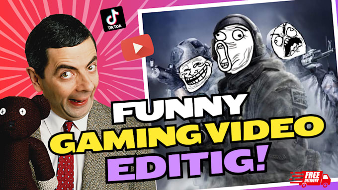 Gig Preview - Funny gaming video editing for youtube and tiktok