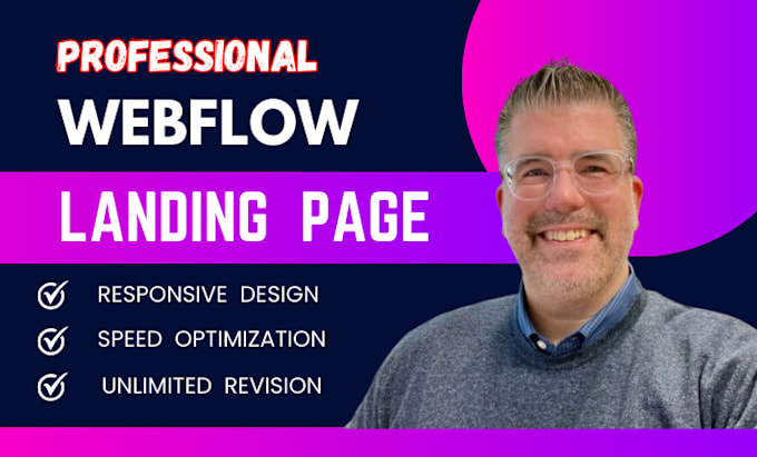 Gig Preview - Design responsive converting webflow landing page, modern webflow homepage