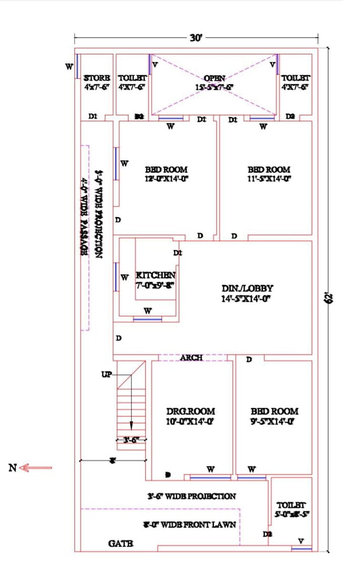 Gig Preview - Do your house architectural 2d plan