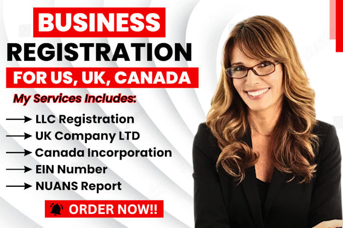 Gig Preview - Incorporate your llc and company in UK, US, canada get your ein and nuans report