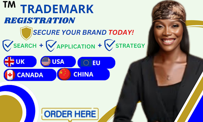 Gig Preview - Do usa uk canada china trademark search trademark application and registration