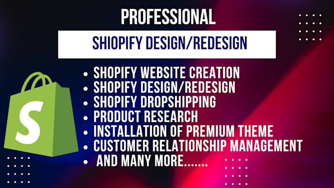 Gig Preview - Shopify website redesign shopify website design shopify website set up shopify