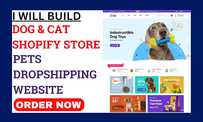 Gig Preview - Build a profitable dog and cat pet shopify store pet dropshipping website