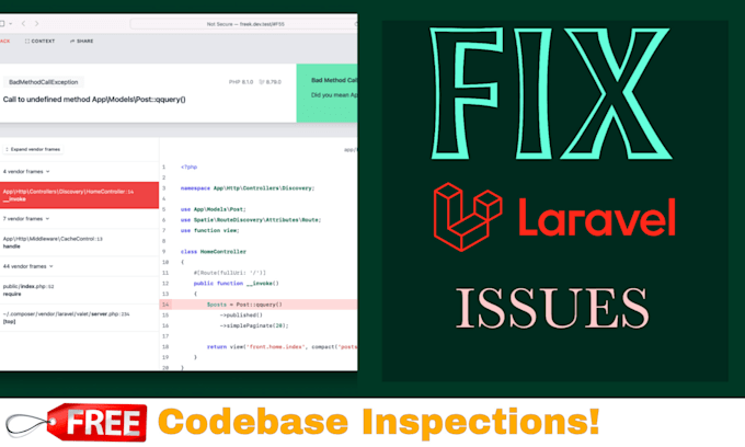 Gig Preview - Fix laravel application issues quickly and professionally