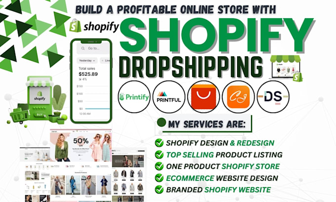 Gig Preview - Create shopify website, shopify dropshipping store and ecommerce website design