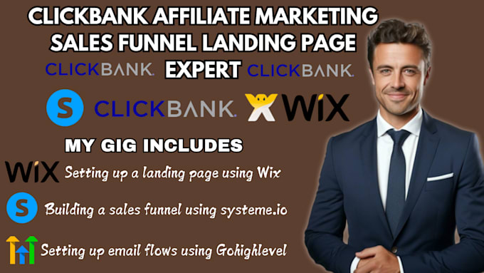 Gig Preview - Do clickbank affiliate marketing website, systeme sales funnel, wix landing page