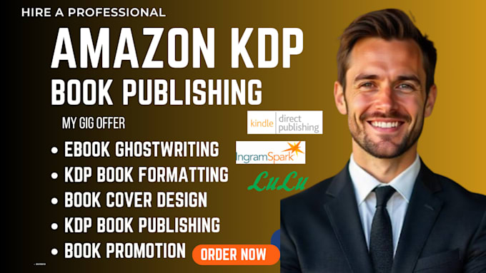 Gig Preview - Amazon kdp book publishing book formatting for ingramspark lulu barnes and noble