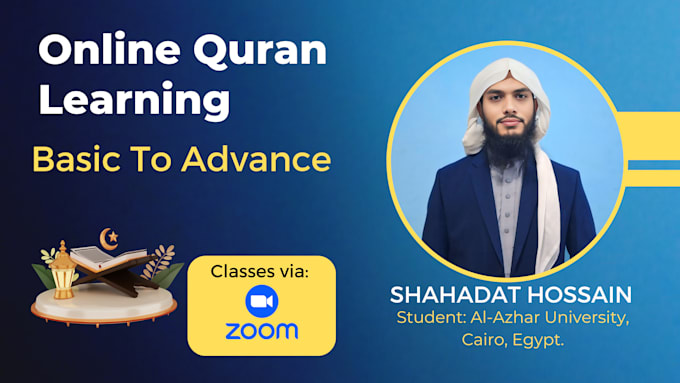 Gig Preview - Be your best quran teacher or quran tutor