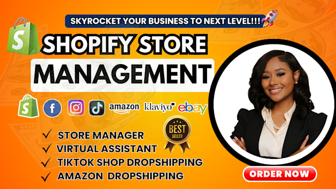 Gig Preview - Be shopify store manager virtual assistant, amazon fba tiktok shop dropshipping