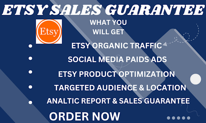 Gig Preview - Do etsy sales guarantee etsy shop promotion etsy seo for etsy traffic