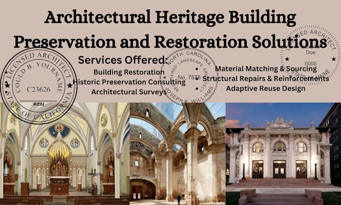 Gig Preview - Stamp and do architecture heritage building preservation and restoration