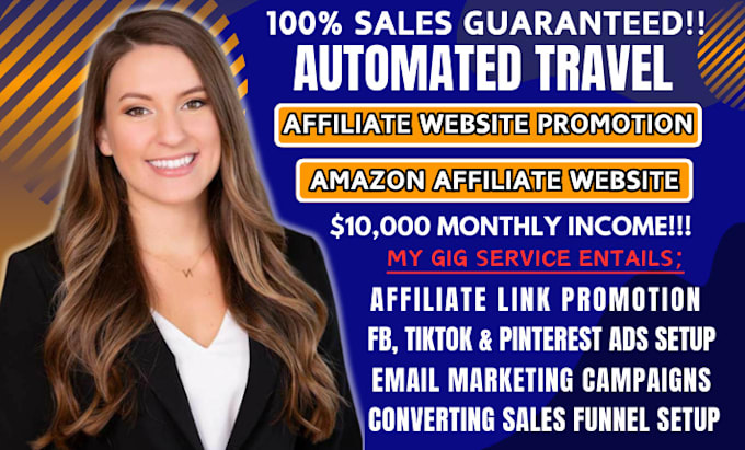 Gig Preview - Promote automated travel affiliate website, clickbank affiliate, link promotion