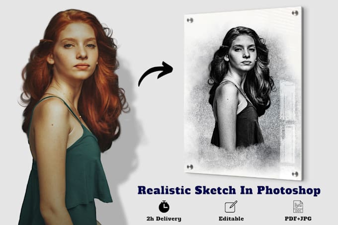 Gig Preview - Create realistic pencil sketches in photoshop professionally