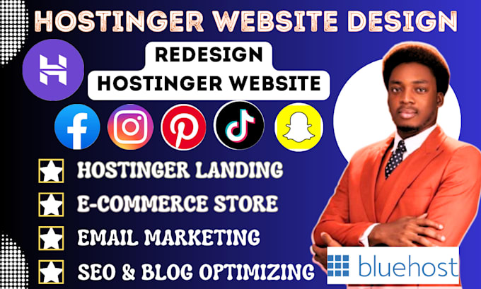 Gig Preview - Design hostinger website, redesign hostinger website, godaddy, bluehost