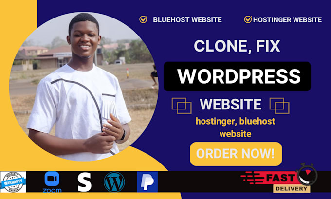 Gig Preview - Clone fix bluehost website wordpress seo design namecheap domain, hostinger