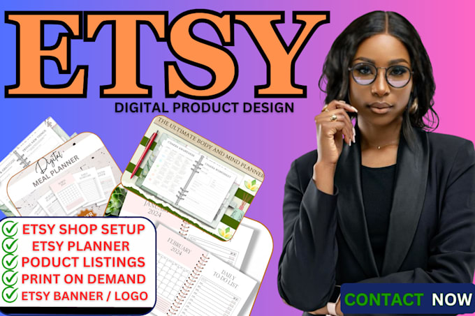 Gig Preview - Etsy digital planner etsy digital products hyperlinked planner 2025 etsy planner