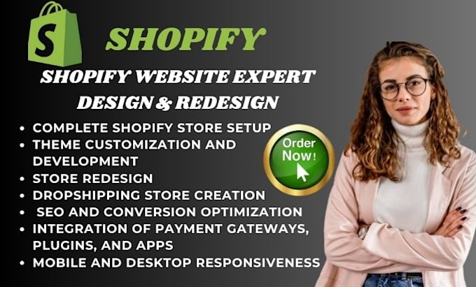 Gig Preview - Be expert shopify developer for store design, redesign, dropshipping  SEO