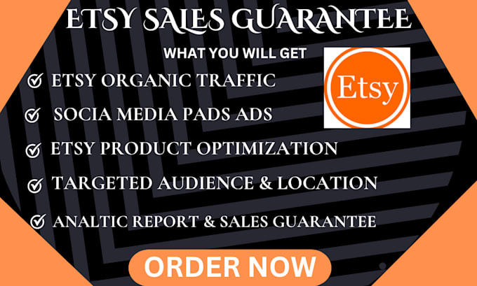 Gig Preview - Do etsy sales guarantee etsy sales promotion to get etsy organic traffic