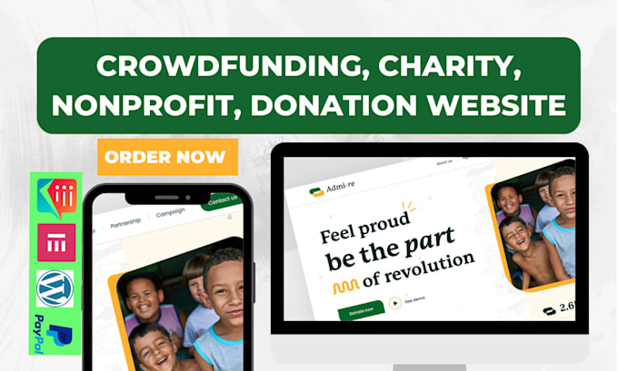 Gig Preview - Build nonprofit charity fundraising website, crowdfunding website