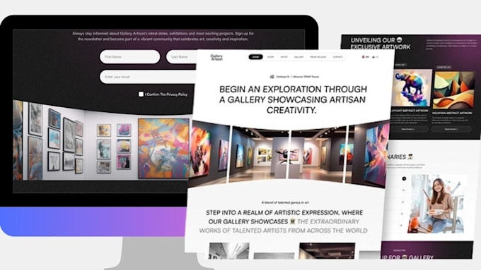 Gig Preview - Art gallery website art website art shopify store design