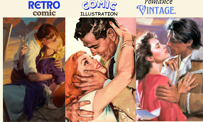 Gig Preview - Draw retro comic romance illustration couple art nsfw anime comic in 70s