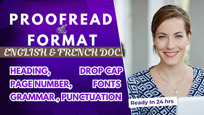 Gig Preview - Proofread, format, and publish your english text manuscript, french, book format