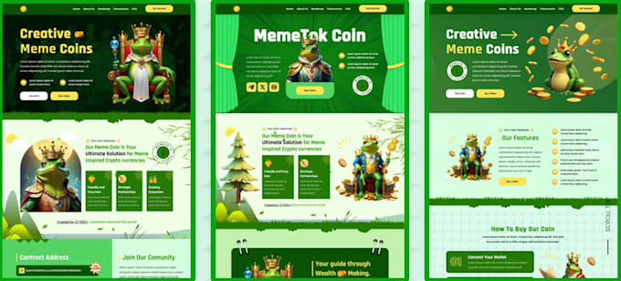 Gig Preview - Design meme coin landing page, crypto website, meme coin website, memecoin