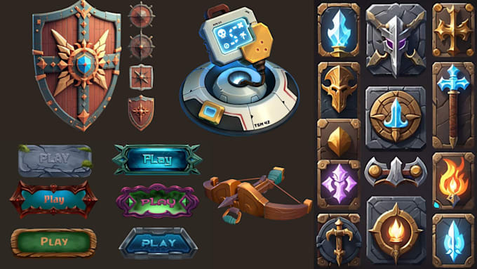 Gig Preview - Design unique 2d game art, 3d game assets, game icon, 3d game ui, props menu