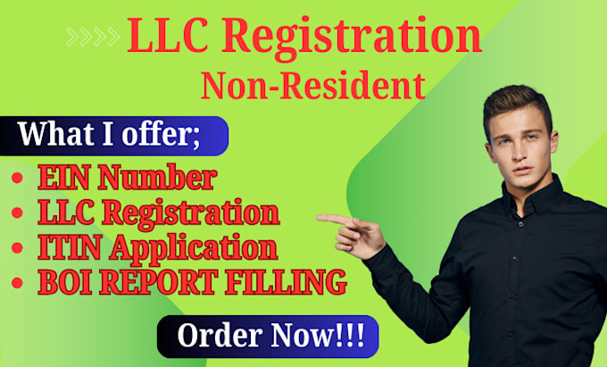 Gig Preview - Do US llc registration plus itin, ein application for non residents, boi report